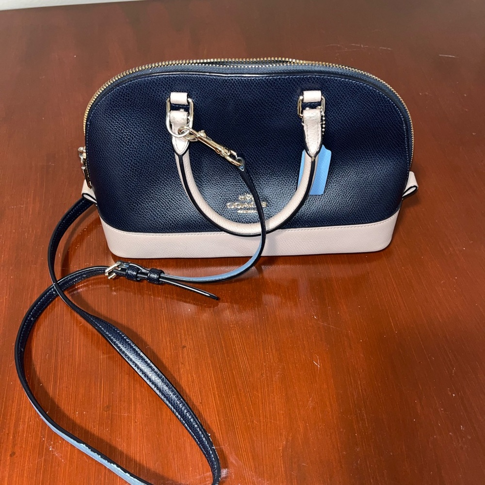 Coach Blue and Cream Crossbody Bag (Broken Zipper)